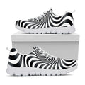 Black And White Illusory Motion Print White Running Shoes