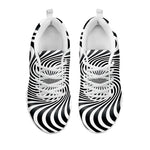 Black And White Illusory Motion Print White Sneakers