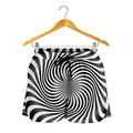 Black And White Illusory Motion Print Women's Shorts