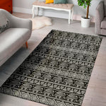 Black And White Indian Elephant Print Area Rug