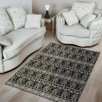 Black And White Indian Elephant Print Area Rug