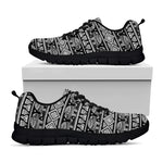 Black And White Indian Elephant Print Black Sneakers