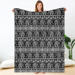 Black And White Indian Elephant Print Blanket