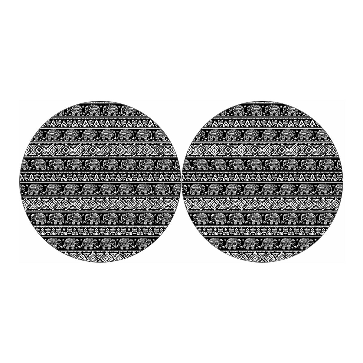 Black And White Indian Elephant Print Car Coasters