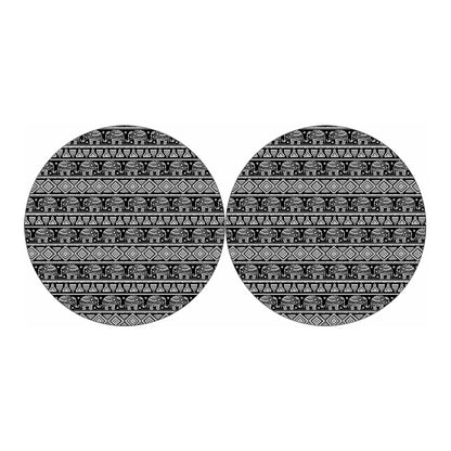Black And White Indian Elephant Print Car Coasters