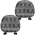 Black And White Indian Elephant Print Car Headrest Covers