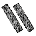 Black And White Indian Elephant Print Car Seat Belt Covers