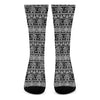 Black And White Indian Elephant Print Crew Socks