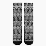 Black And White Indian Elephant Print Crew Socks