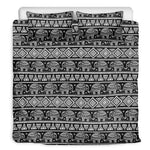 Black And White Indian Elephant Print Duvet Cover Bedding Set