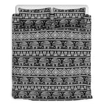 Black And White Indian Elephant Print Duvet Cover Bedding Set