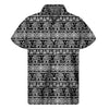 Black And White Indian Elephant Print Men's Short Sleeve Shirt