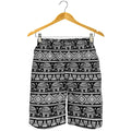 Black And White Indian Elephant Print Men's Shorts