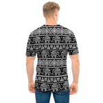 Black And White Indian Elephant Print Men's T-Shirt