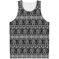 Black And White Indian Elephant Print Men's Tank Top