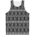 Black And White Indian Elephant Print Men's Tank Top