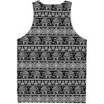 Black And White Indian Elephant Print Men's Tank Top