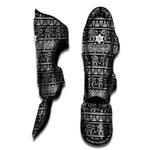 Black And White Indian Elephant Print Muay Thai Shin Guard