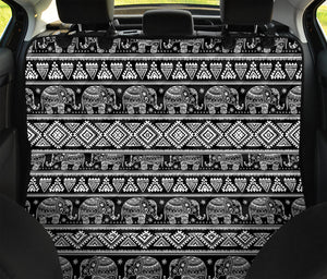 Black And White Indian Elephant Print Pet Car Back Seat Cover