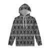 Black And White Indian Elephant Print Pullover Hoodie