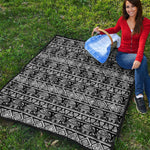 Black And White Indian Elephant Print Quilt