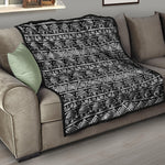 Black And White Indian Elephant Print Quilt