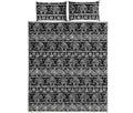 Black And White Indian Elephant Print Quilt Bed Set