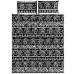 Black And White Indian Elephant Print Quilt Bed Set