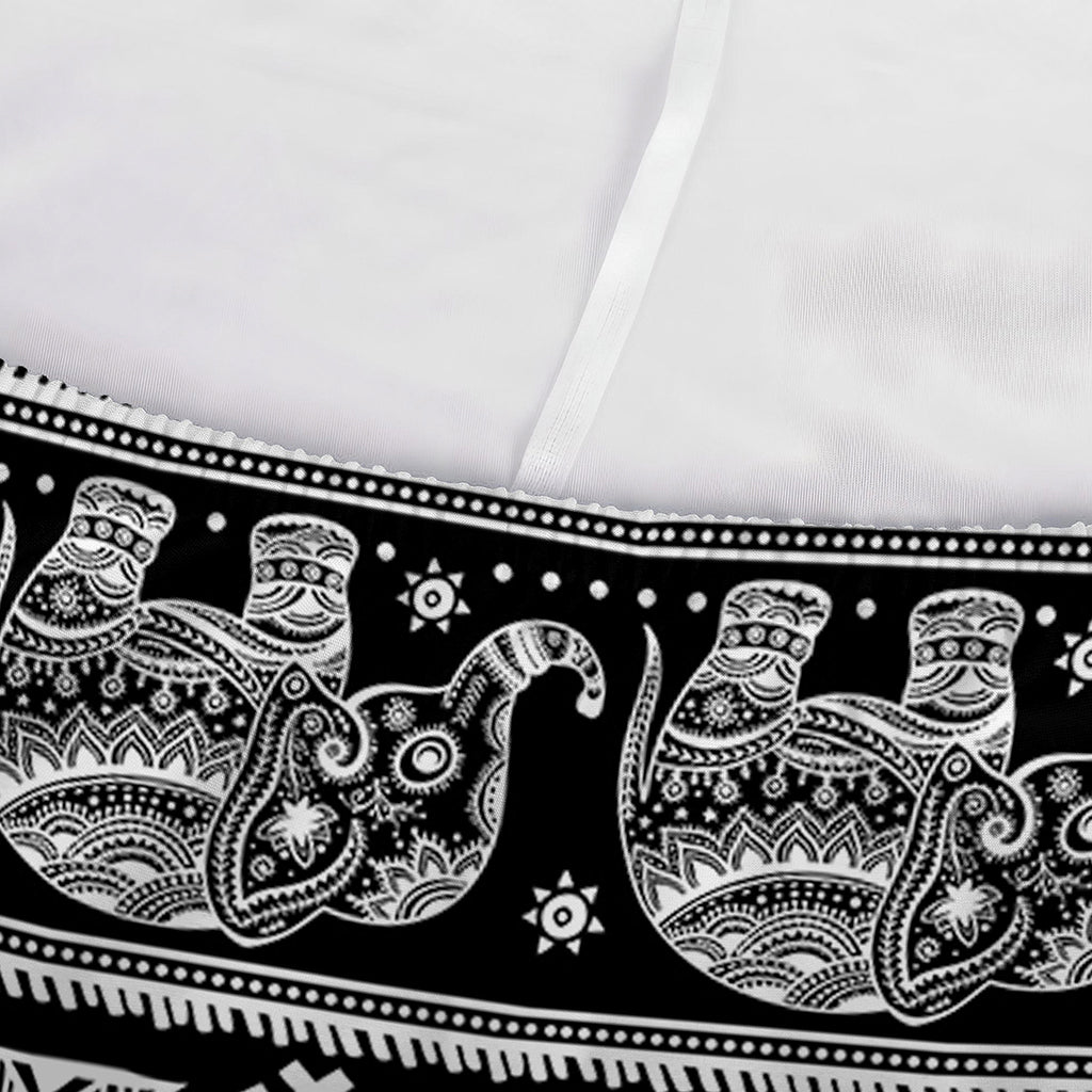 Black And White Indian Elephant Print Sofa Cover
