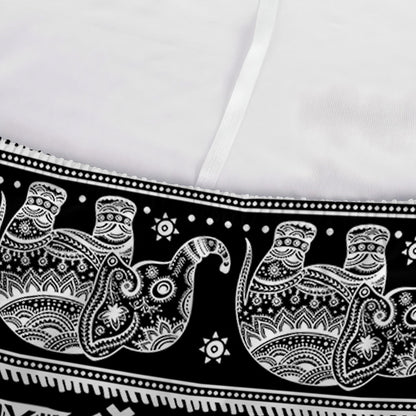 Black And White Indian Elephant Print Sofa Cover