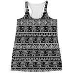 Black And White Indian Elephant Print Women's Racerback Tank Top