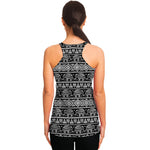 Black And White Indian Elephant Print Women's Racerback Tank Top