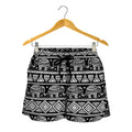 Black And White Indian Elephant Print Women's Shorts