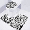 Black And White Jaguar Pattern Print 3 Piece Bath Mat Set
