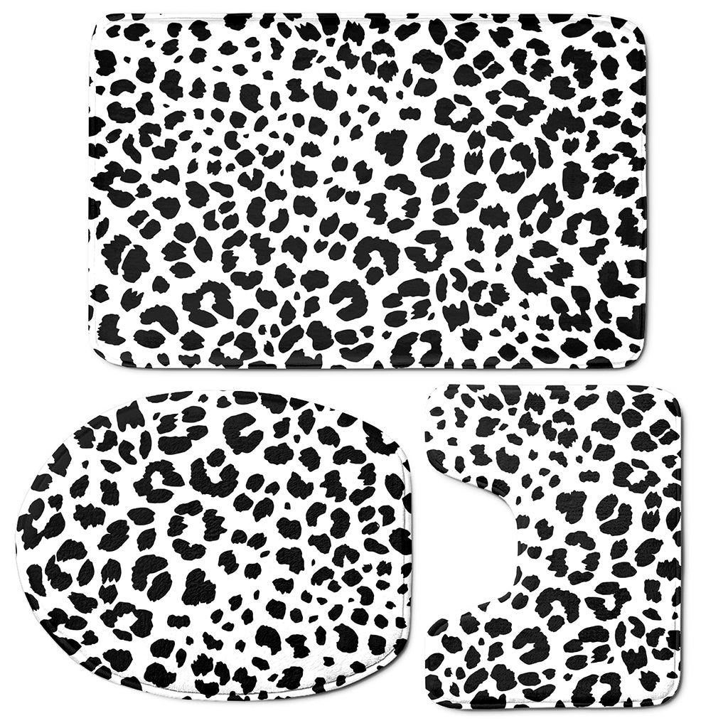 Black And White Jaguar Pattern Print 3 Piece Bath Mat Set