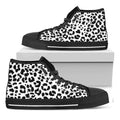 Black And White Jaguar Pattern Print Black High Top Sneakers