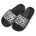 Black And White Jaguar Pattern Print Black Slide Sandals