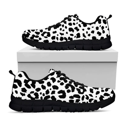 Black And White Jaguar Pattern Print Black Sneakers