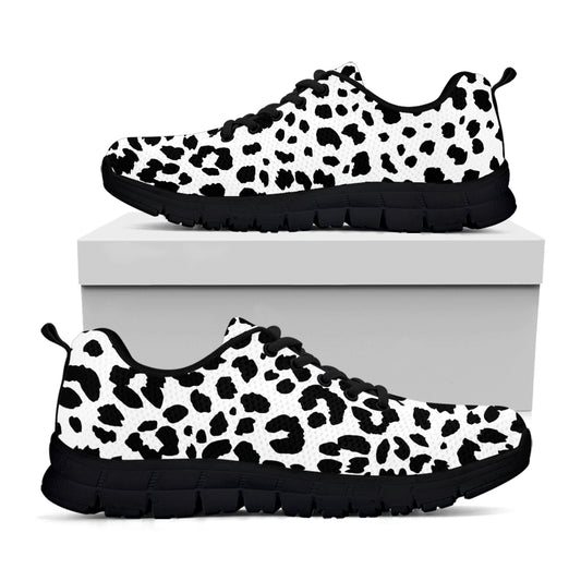 Black And White Jaguar Pattern Print Black Sneakers