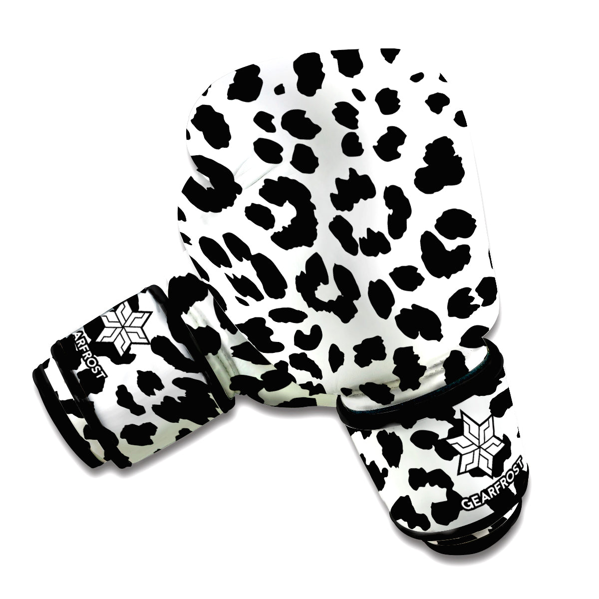 Black And White Jaguar Pattern Print Boxing Gloves