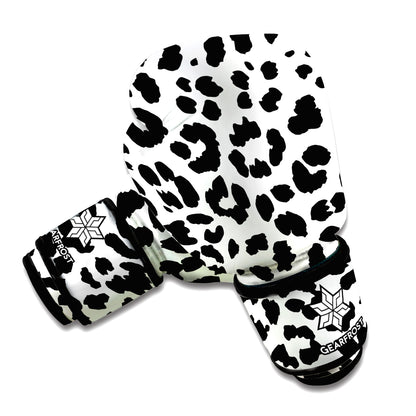 Black And White Jaguar Pattern Print Boxing Gloves