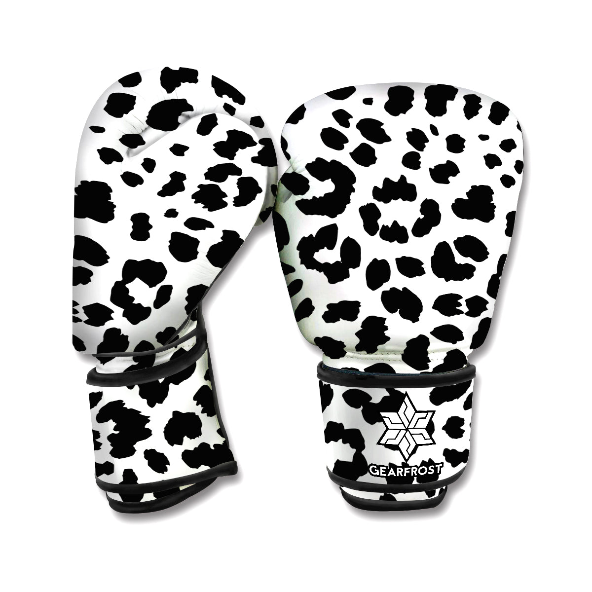 Black And White Jaguar Pattern Print Boxing Gloves