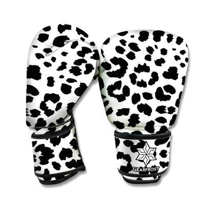 Black And White Jaguar Pattern Print Boxing Gloves