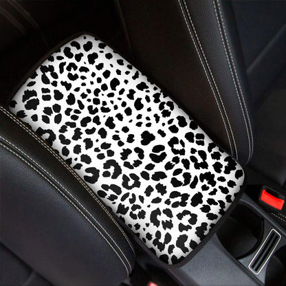Black And White Jaguar Pattern Print Car Center Console Cover