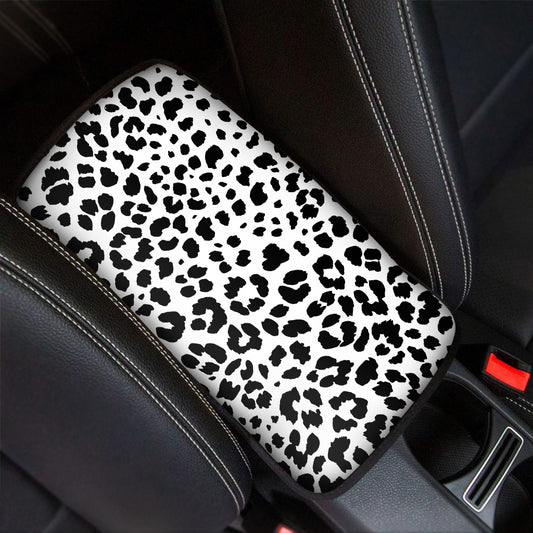 Black And White Jaguar Pattern Print Car Center Console Cover