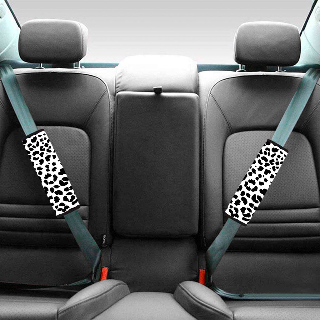 Black And White Jaguar Pattern Print Car Seat Belt Covers