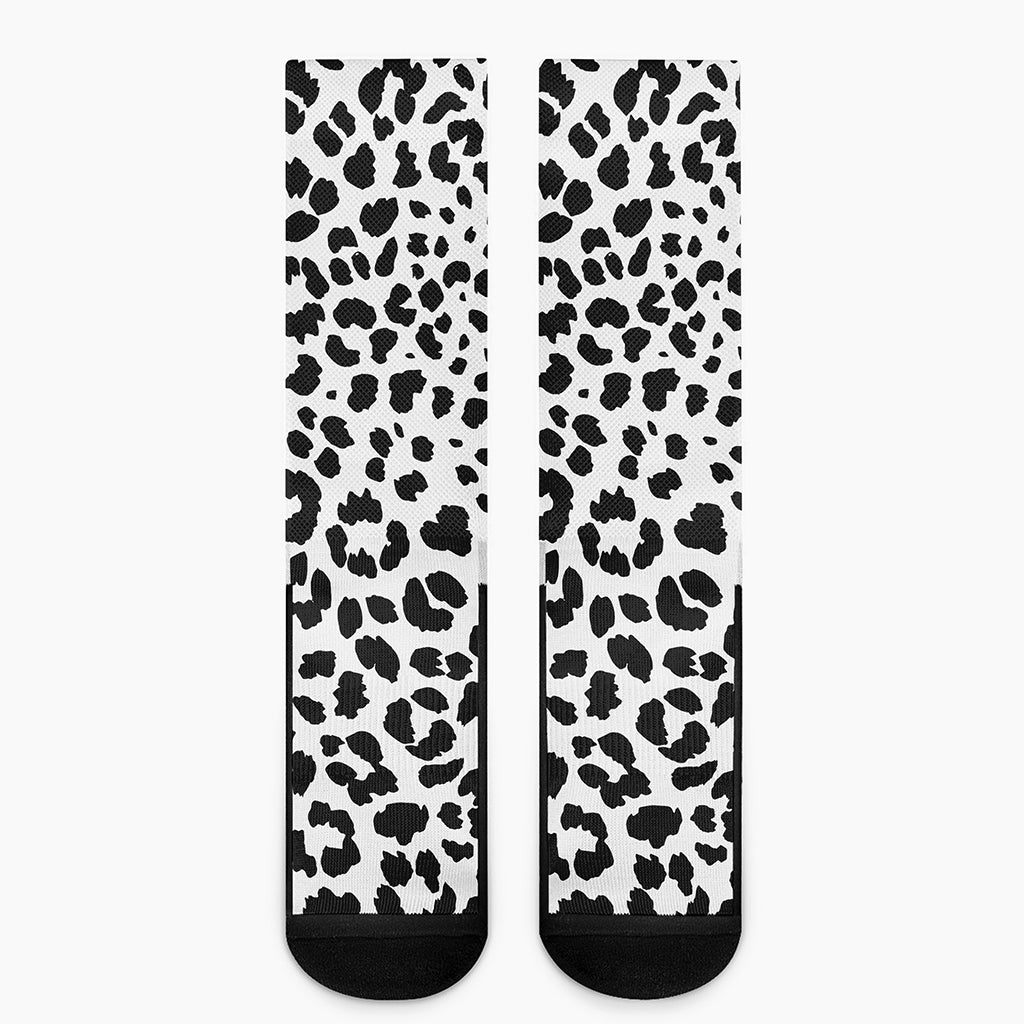 Black And White Jaguar Pattern Print Crew Socks