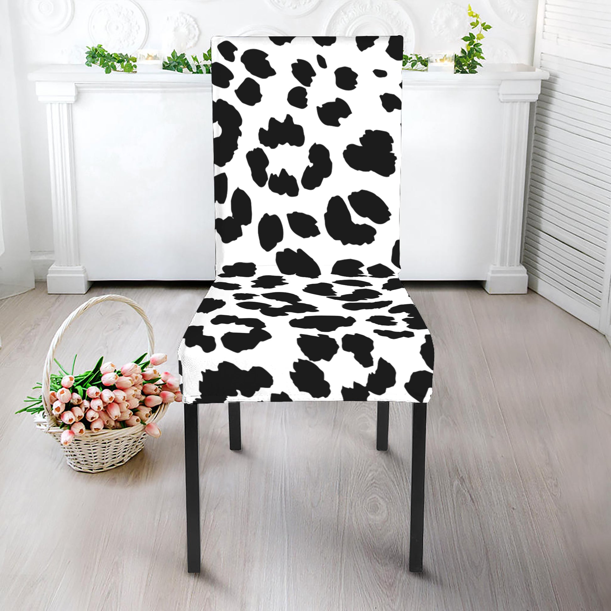 Black And White Jaguar Pattern Print Dining Chair Slipcover