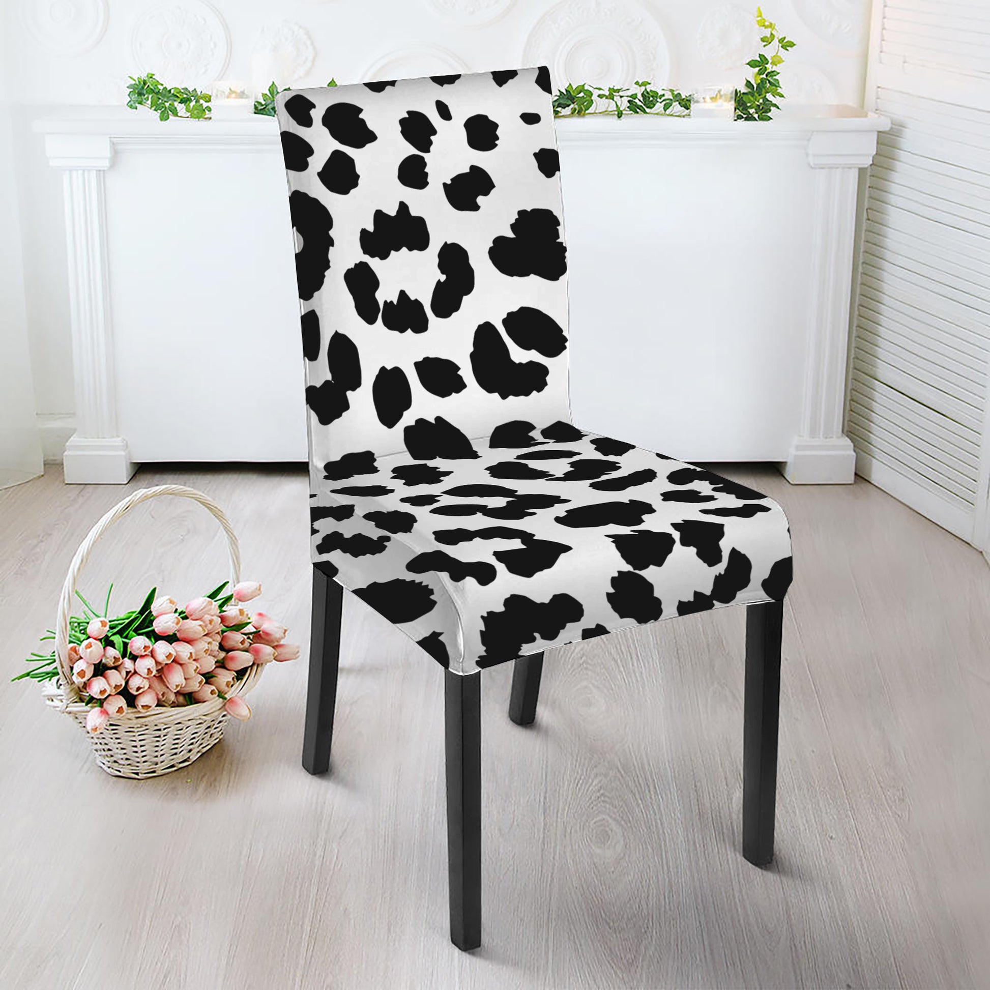 Black And White Jaguar Pattern Print Dining Chair Slipcover