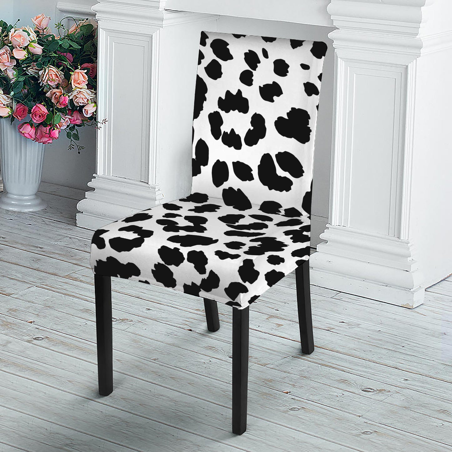 Black And White Jaguar Pattern Print Dining Chair Slipcover